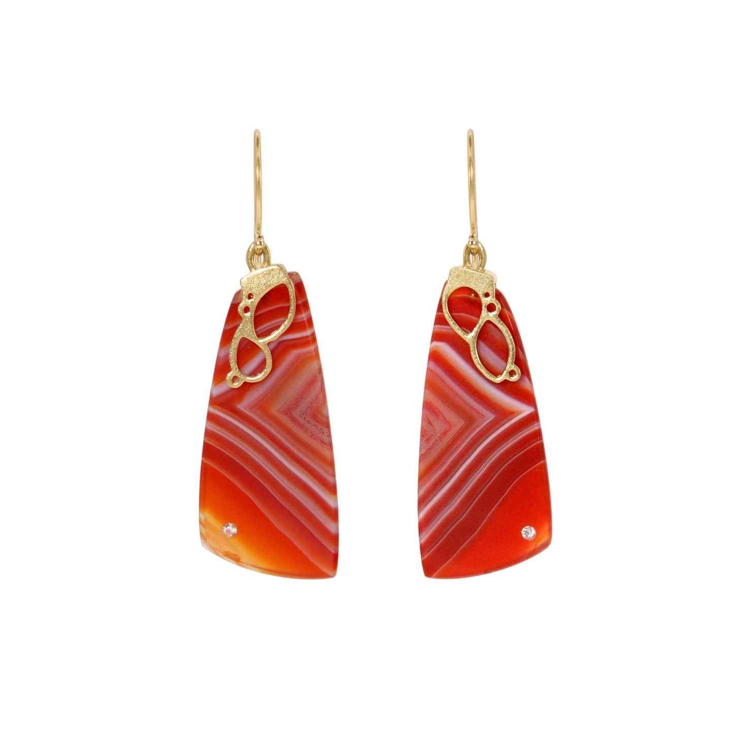 Carnelian and Diamond Gold Earrings