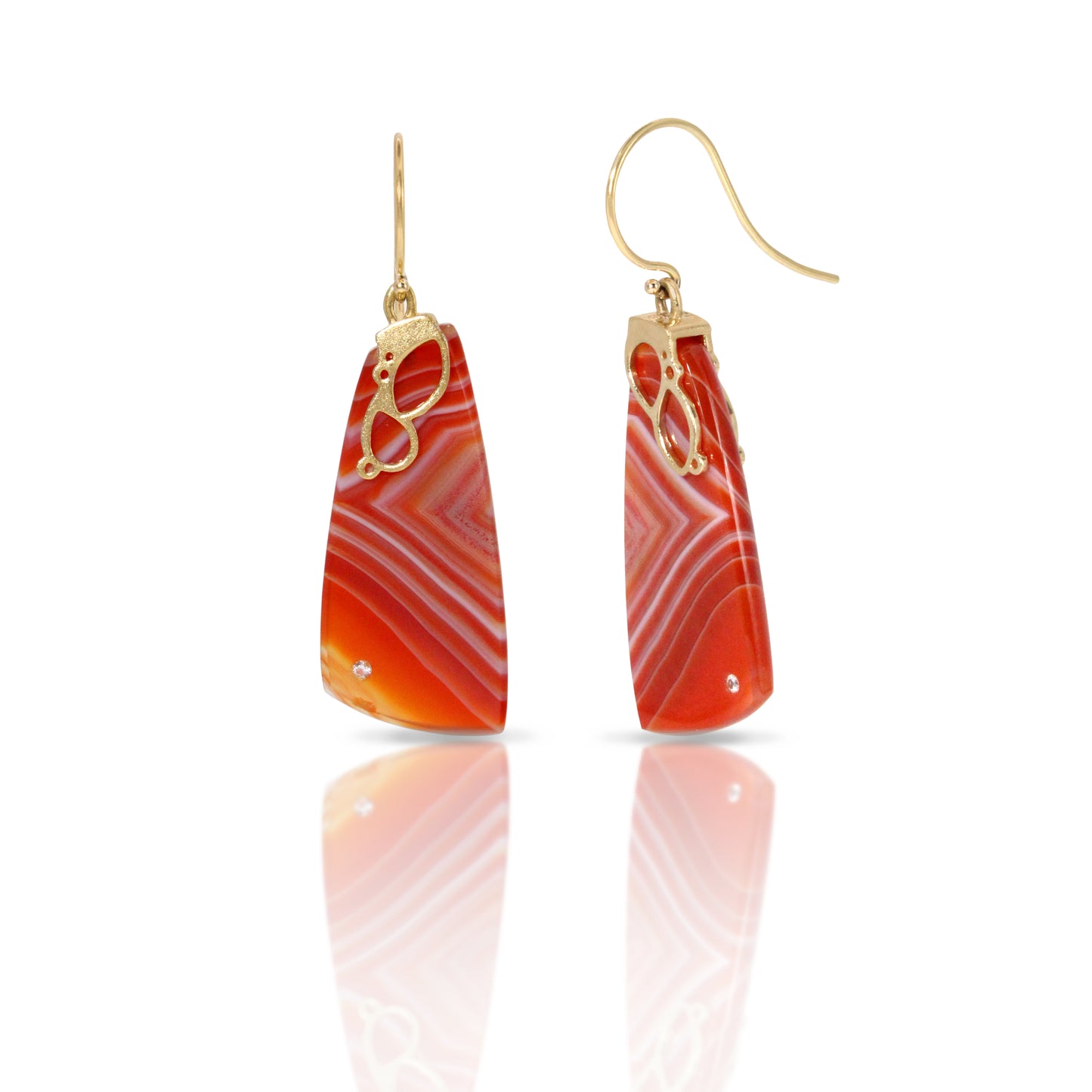 Carnelian and Diamond Gold Earrings