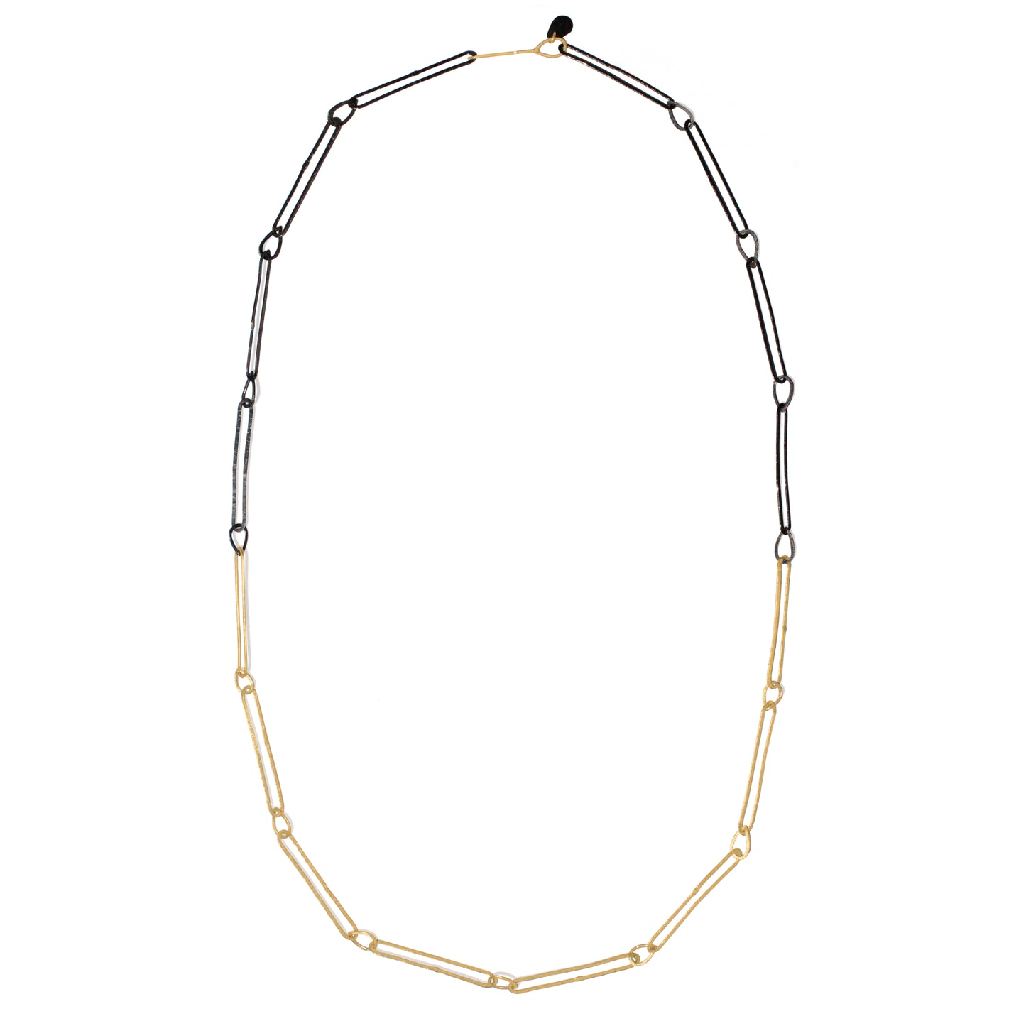 Mixed Metals Elongated Gold Paperclip Link Layering Necklace