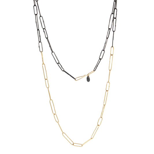 Mixed Metals Gold Paperclip Link Chain Necklace