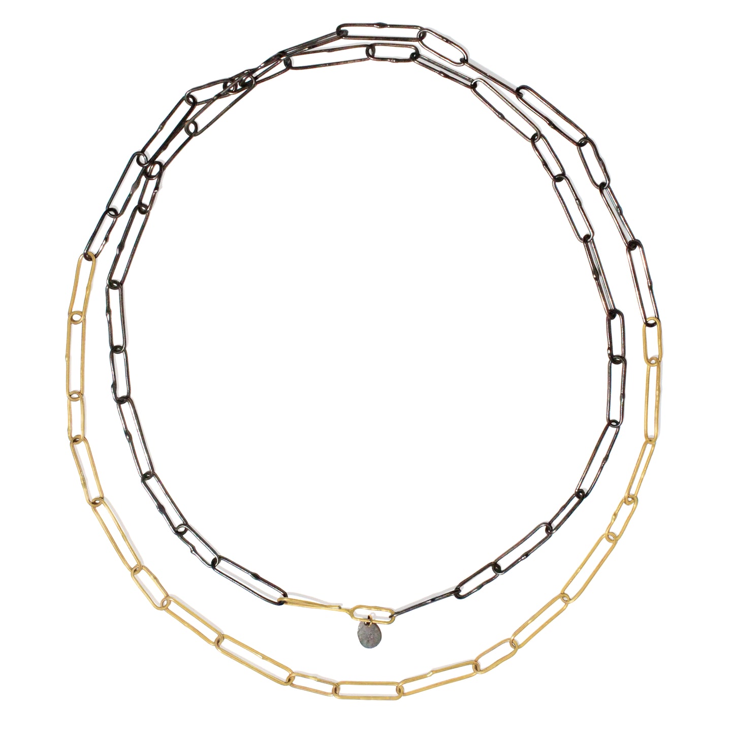 Mixed Metals Gold Paperclip Link Chain Necklace