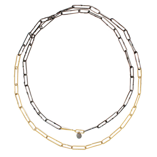 Mixed Metals Gold Paperclip Link Chain Necklace