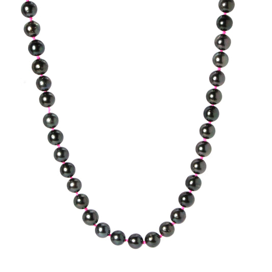 Hand Knotted Tahitian Pearl and Gold Necklace