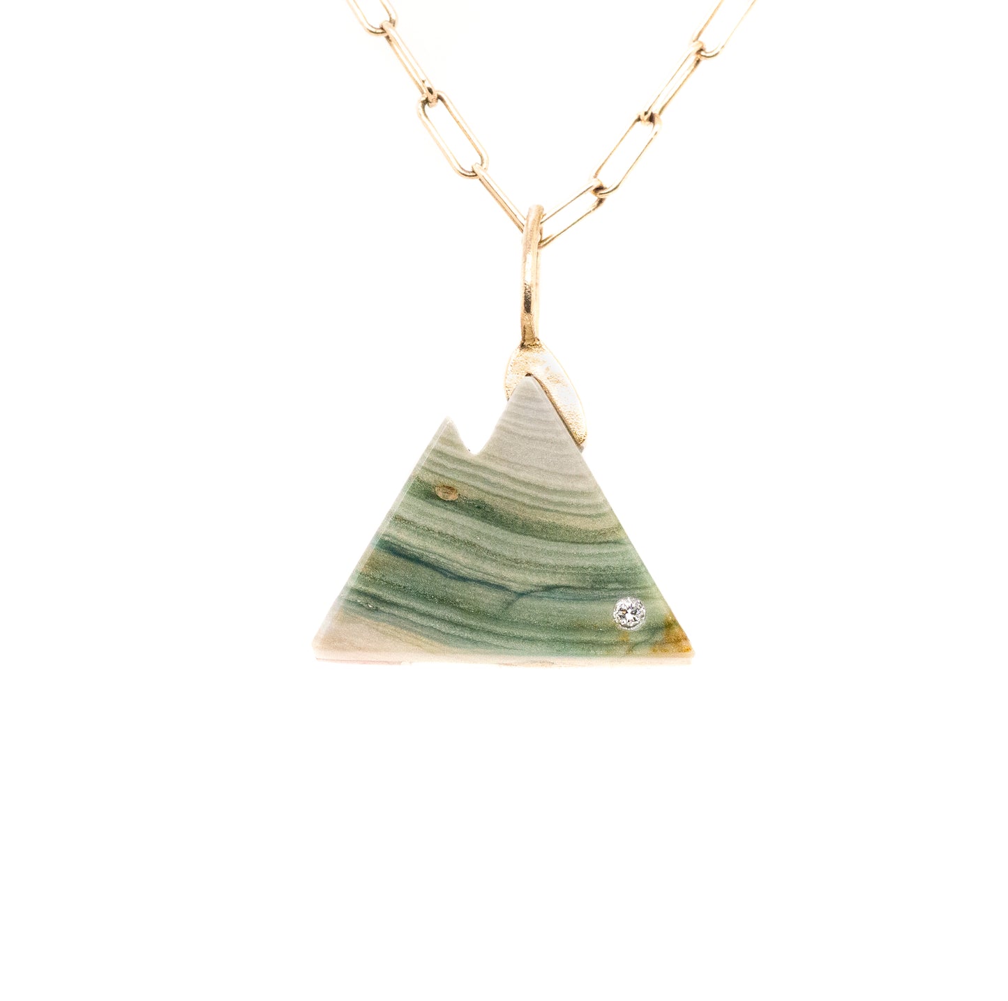 Two Sided Larsonite Intarsia Gold Mountain Charm