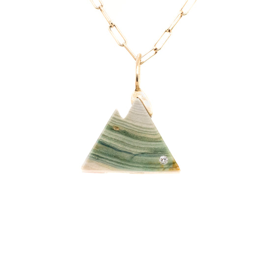 Two Sided Larsonite Intarsia Gold Mountain Charm