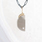 Grey Moonstone and Diamond Gold Moon Charm