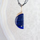 Lapis and Diamond Gold Moon Pendant