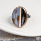 Polkadot Agate and Peanut Obsidian Gold Inlay Kintsugi Ring