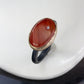 Carnelian and Diamond Elliptical Orbit Gold Ring