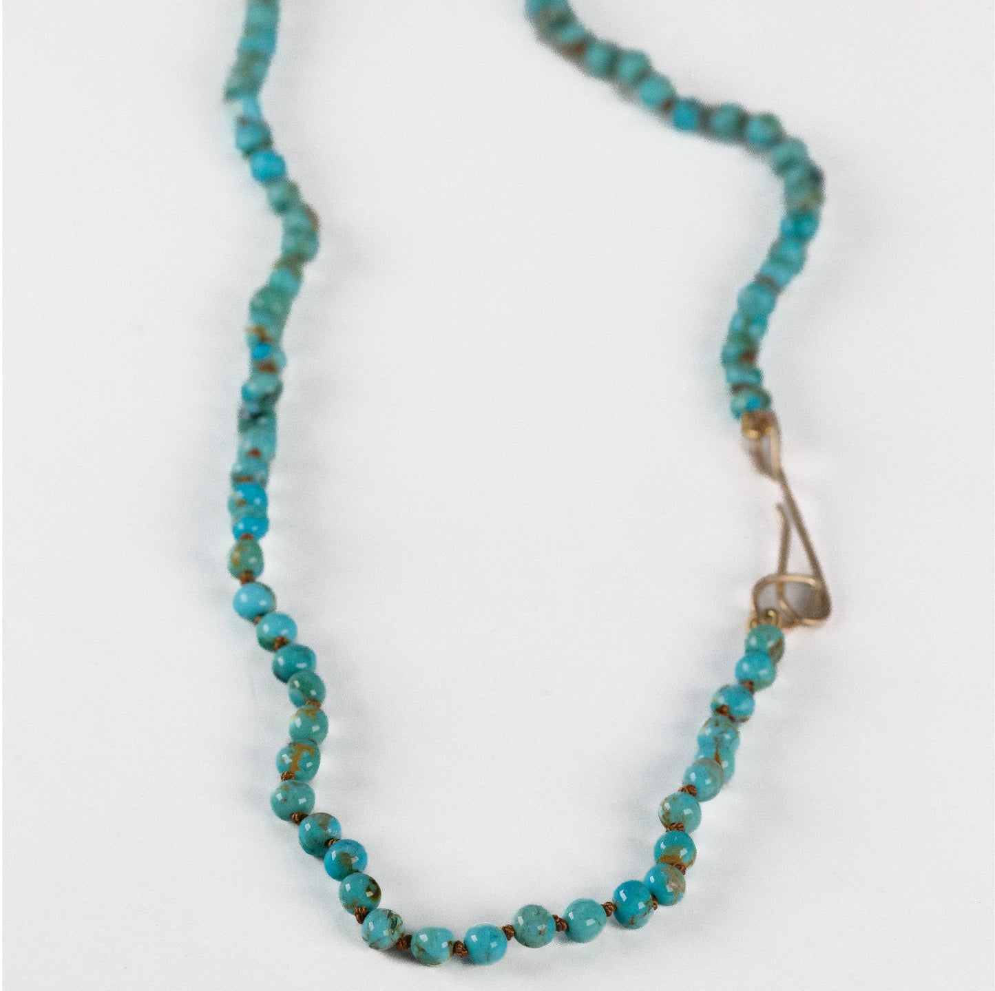 Hand Knotted Turquoise and Gold Necklace