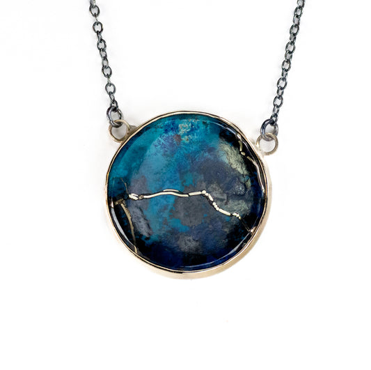 Shattuckite Gold Kintsugi Necklace