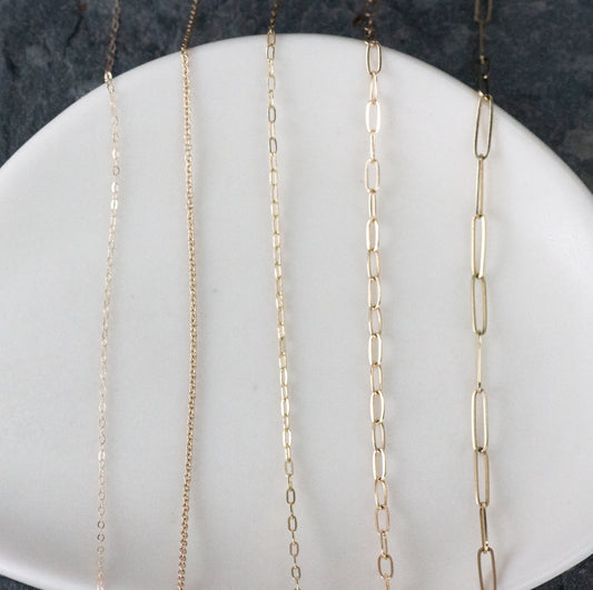 14k Fine Yellow Gold Flat Cable Chain