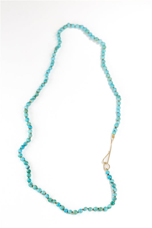 Hand Knotted Turquoise and Gold Necklace