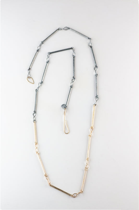 Mixed Metals Gold Infinity Bar Chain Necklace