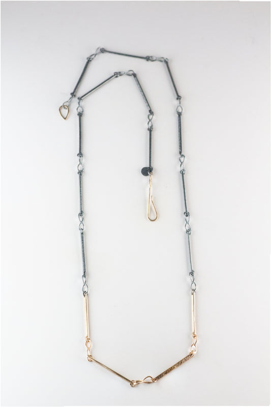 Mixed Metals Gold Infinity Bar Chain Necklace