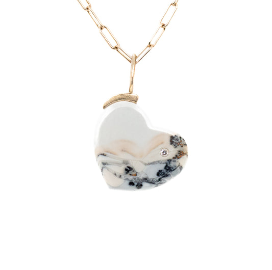 Maligano Jasper and Diamond Gold Heart Charm
