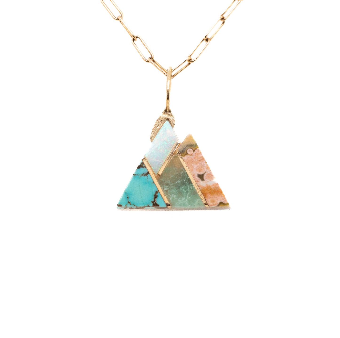 intarsia gold mountain charm