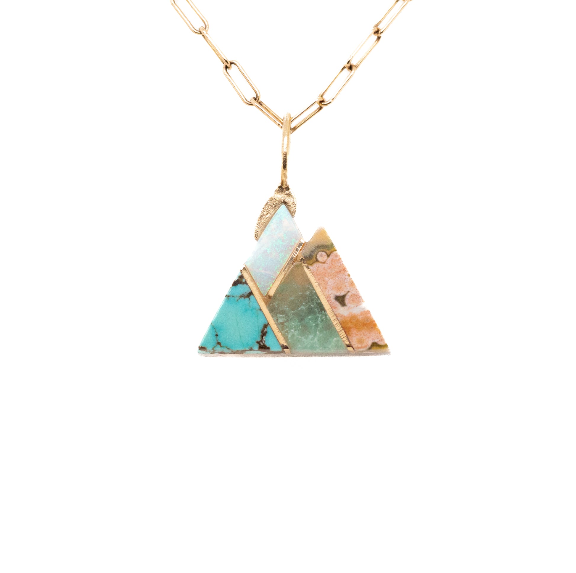 intarsia gold mountain charm