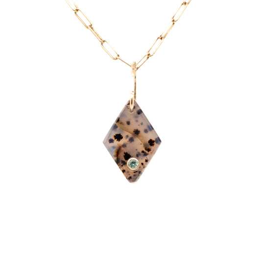 montana agate and sapphire gold mini diamond charm