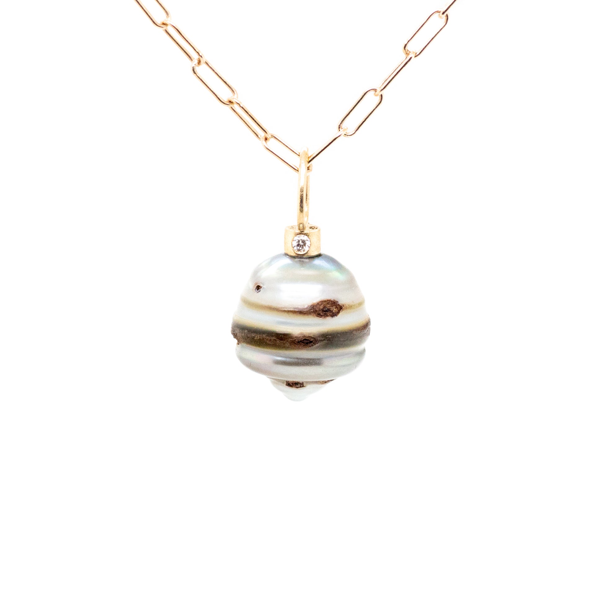 Tahitian diamonds gold pearl charm