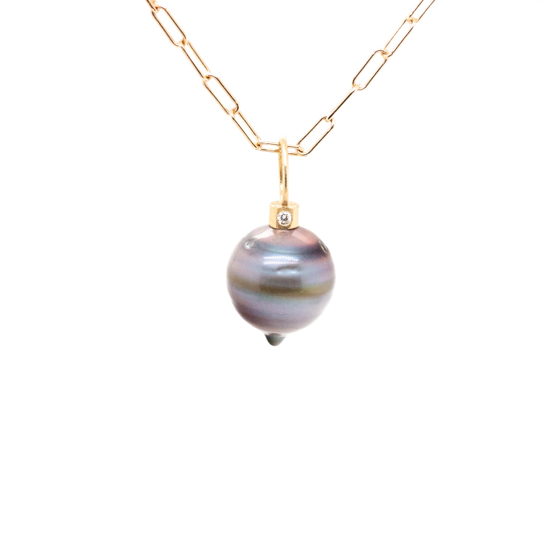 Tahitian pearl diamonds gold charm