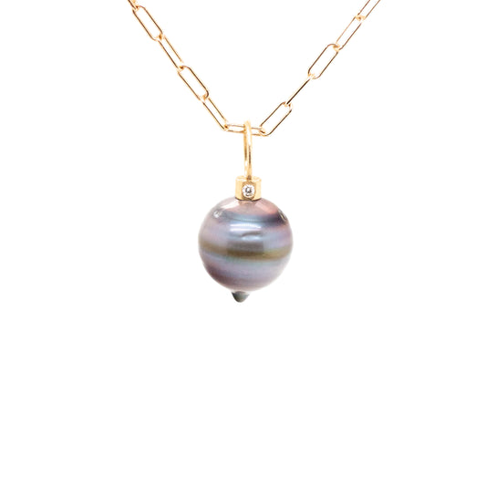 Tahitian pearl diamonds gold charm