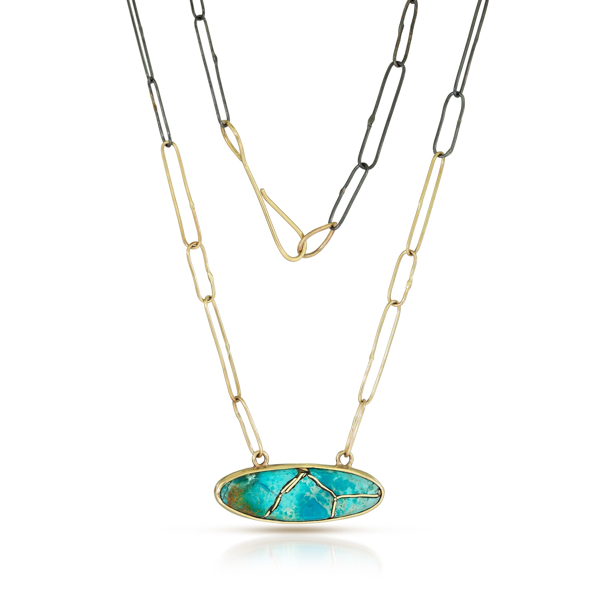 chrysocolla gold kintsugi necklace
