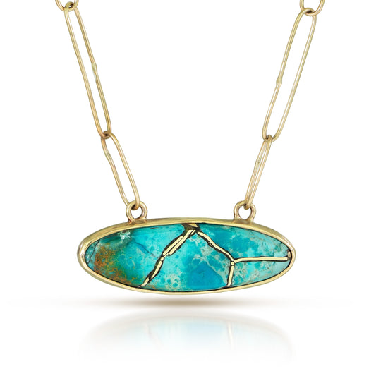 chrysocolla gold kintsugi necklace