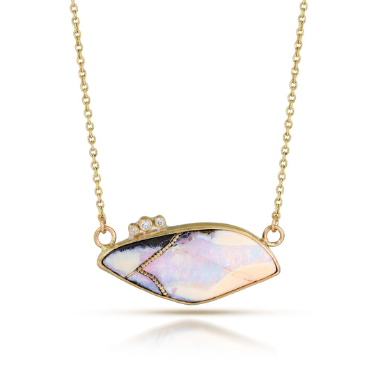 Australian Opal and Diamonds Gold Kintsugi Necklace