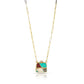 Turquoise, Opal, Red Jasper and Diamonds Gold Inlay Necklace