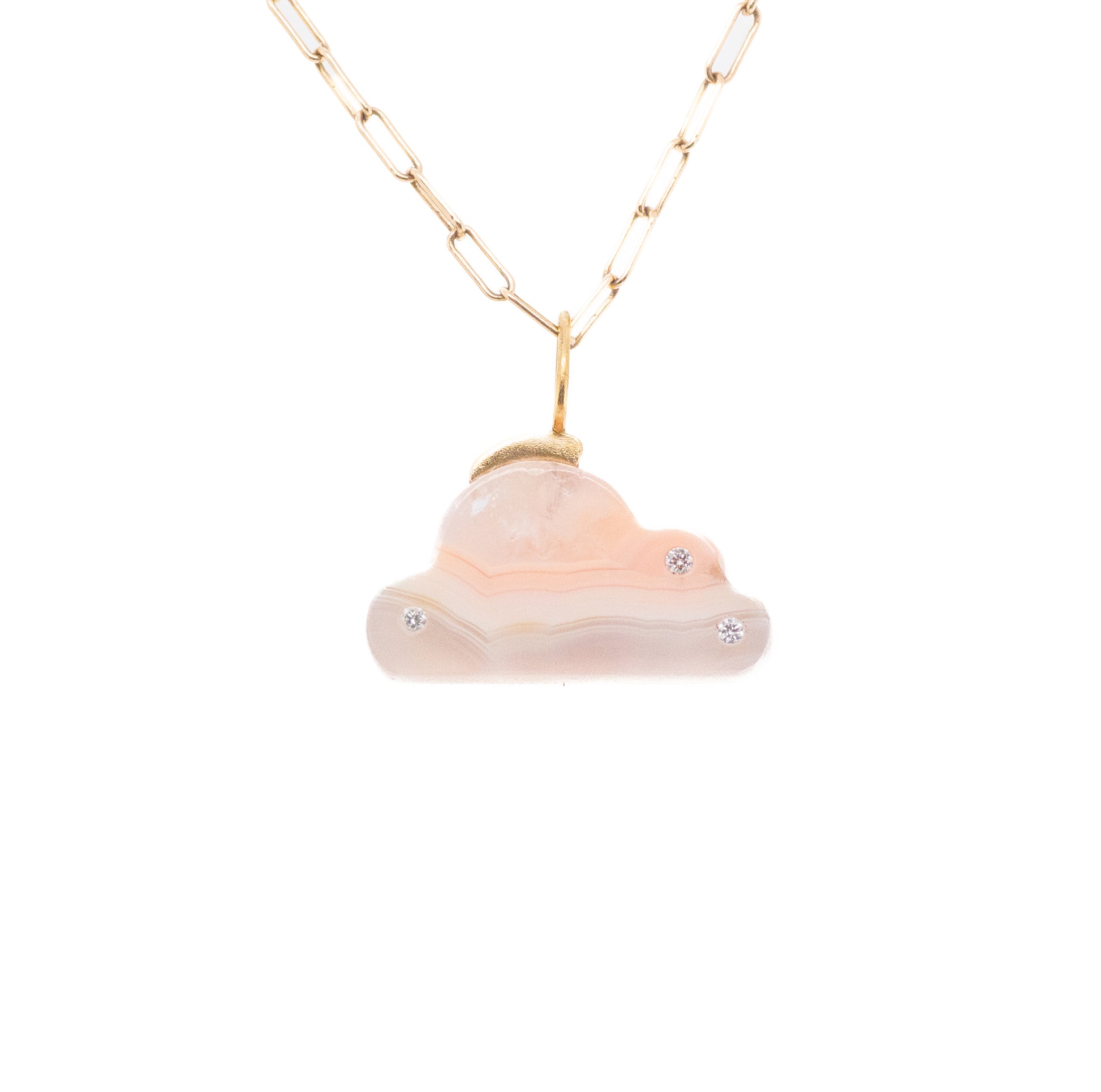 agate cloud charm with diamonds gold bail