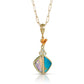 Opal, Turquoise, and Spessartite Garnet Gold Inlay Pendant