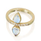 Double Pear Moonstone Gold Ring with Diamonds