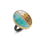 amazonite and java lace agate inlay gold ring