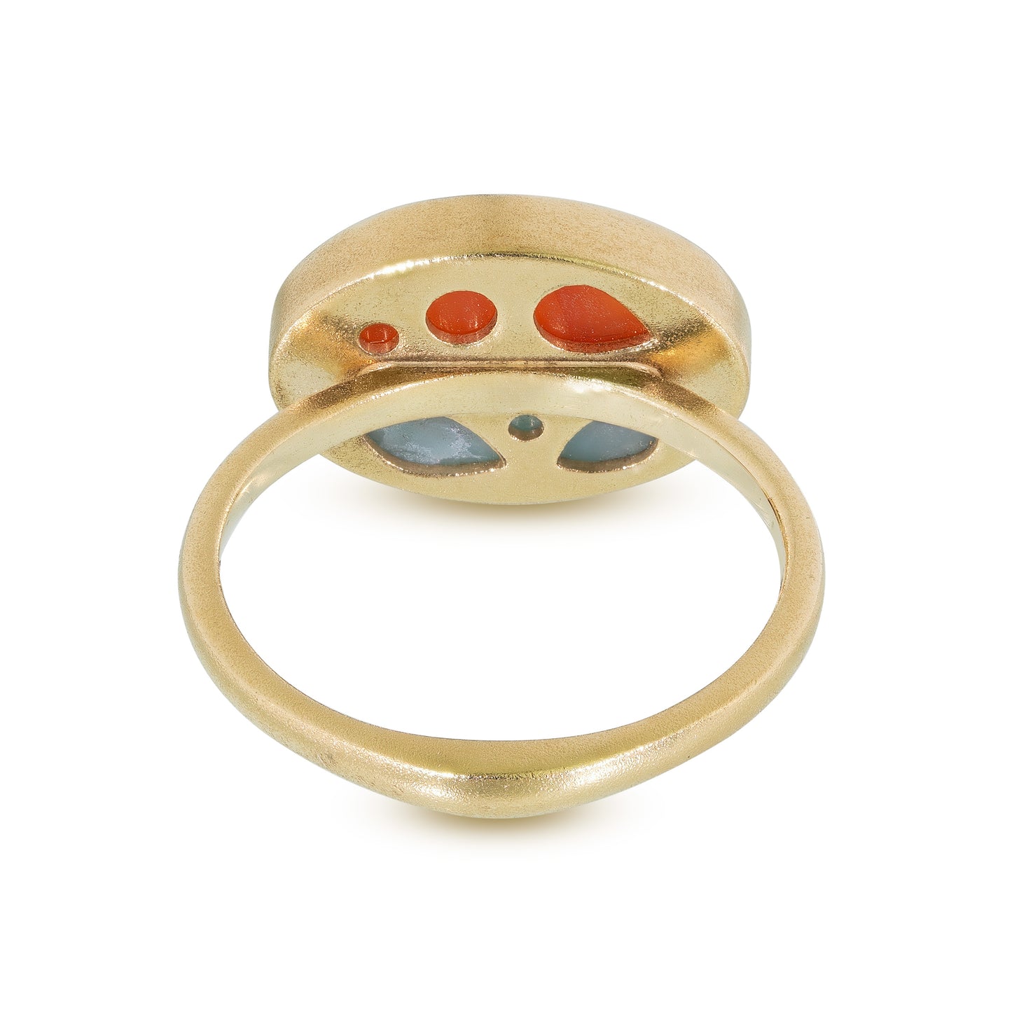 Aquamarine, Carnelian and Diamonds Equinox Intarsia Gold Ring