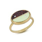 Dinosaur Bone, Chrysoprase and Diamonds Equinox Intarsia Gold Ring