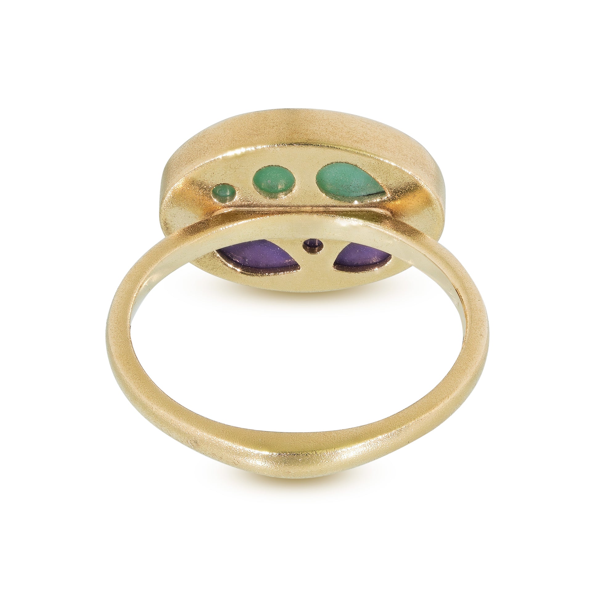 Purple Jade, Amazonite, and Diamonds Equinox Intarsia Gold Ring