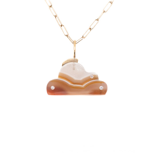 Sherbet Glow Agate and Diamonds Cloud Charm