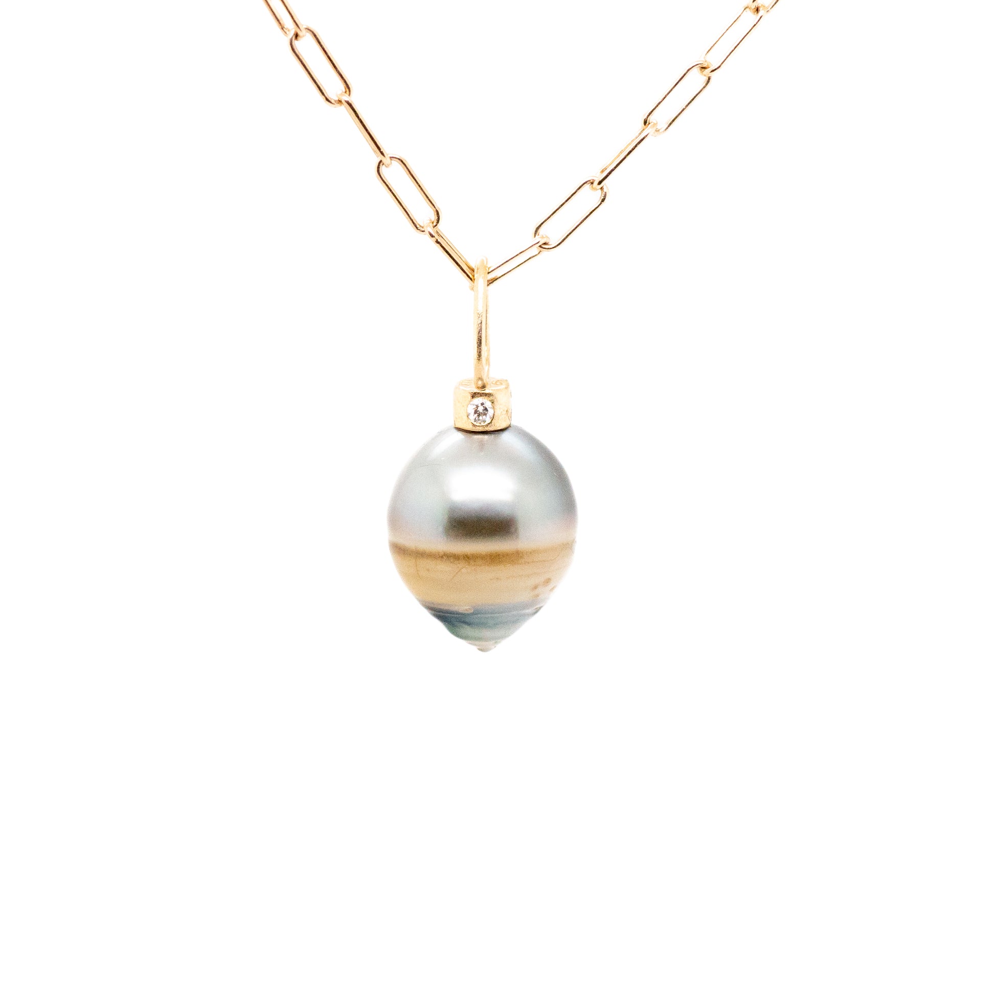 Tahitian pearl diamonds gold charm