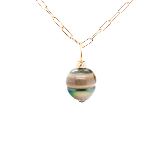 Tahitian pearl diamonds gold charm