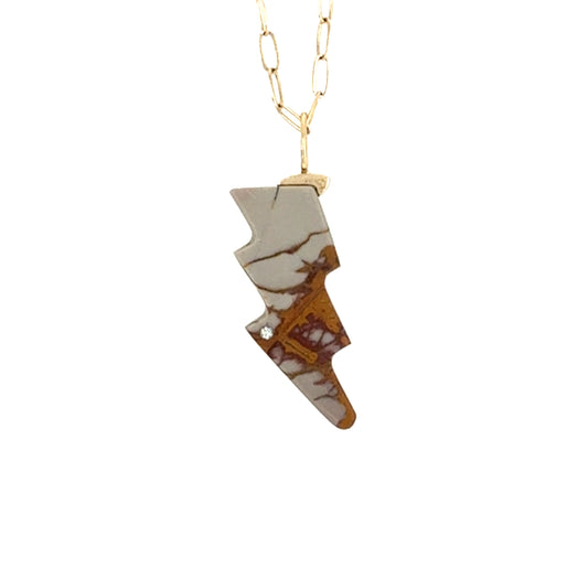 Noreena Jasper and Diamond Gold Bolt Charm