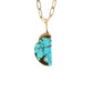 Turquoise Matrix and Diamond Gold Moon Charm