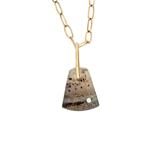 Montana Agate and Diamond Gold Pebble Charm