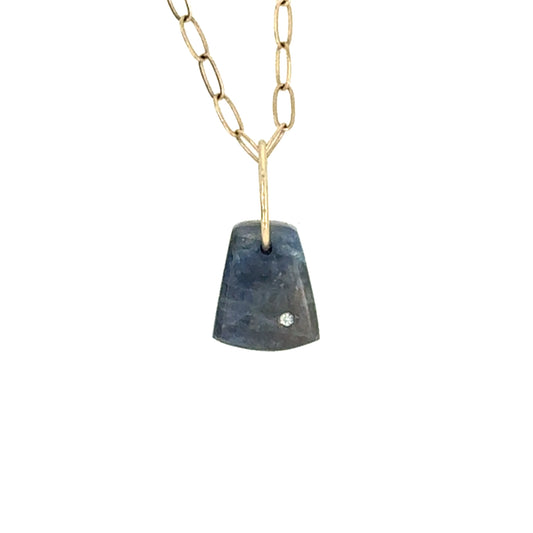 Sapphire and Diamond Gold Pebble Charm