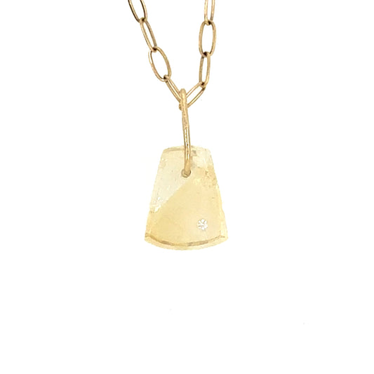 Citrine and Diamond Gold Pebble Charm