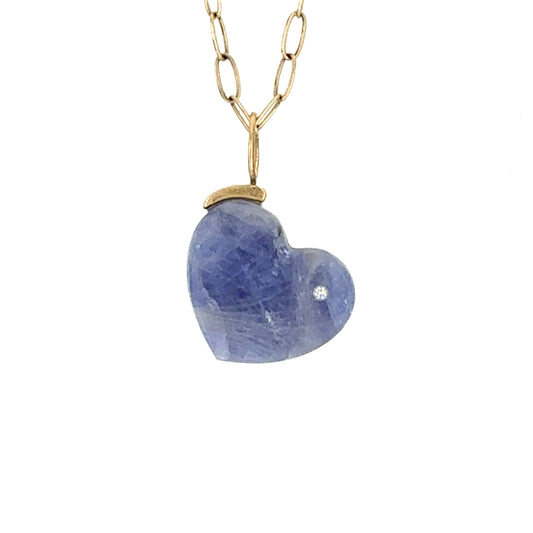 Tanzanite and Diamond Gold Heart Charm