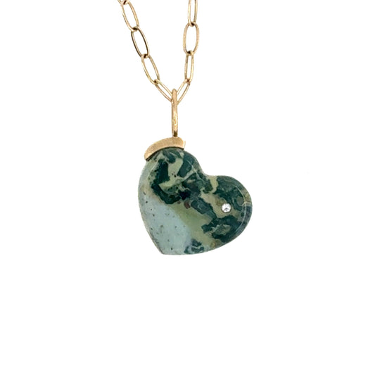 Hava Ridge Jasper Diamond Gold Heart Charm