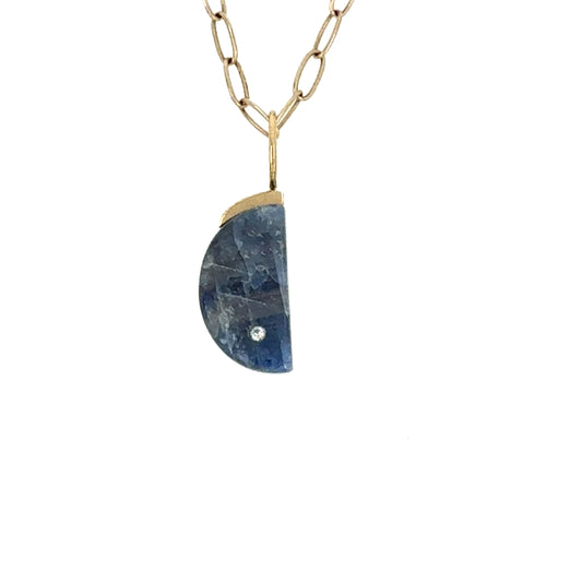 Sapphire and Diamond Gold Moon Charm