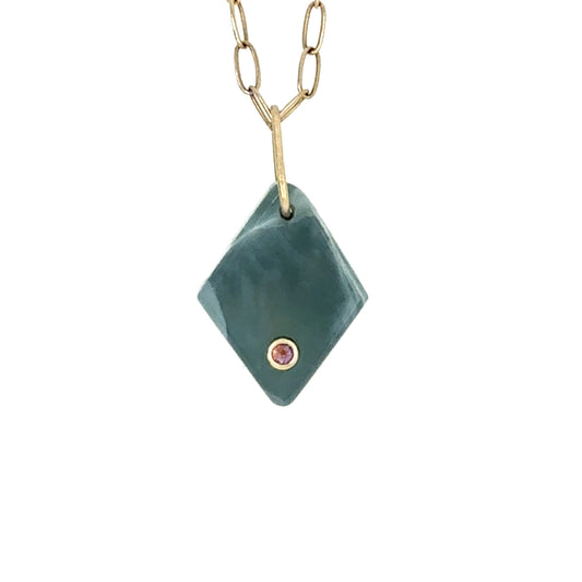 Jade and Amethyst Gold Diamond Charm