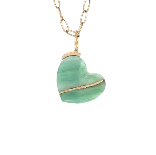 Aventurine Gold Kintsugi Heart Charm
